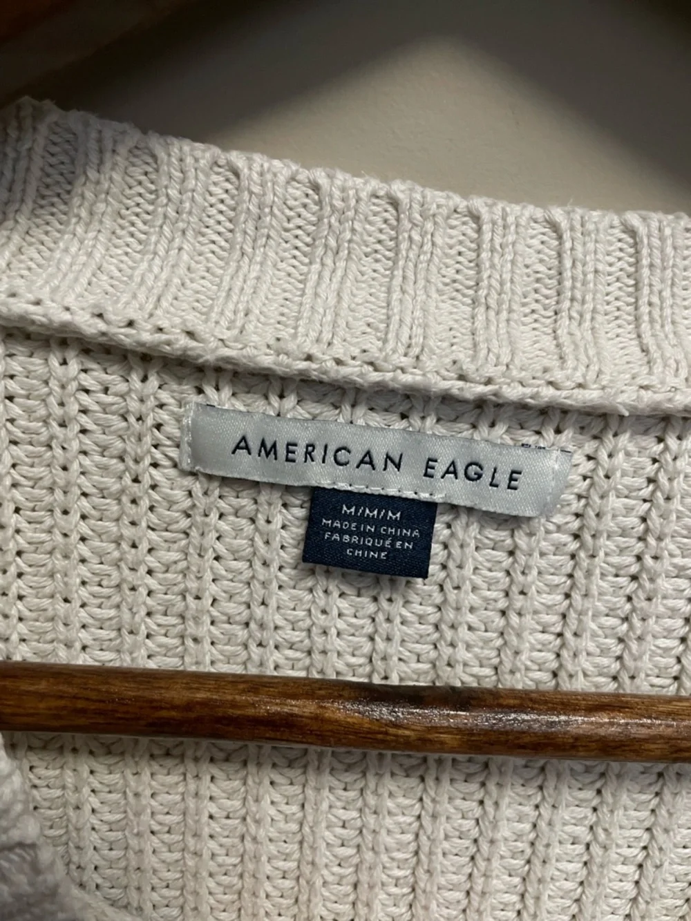 American Eagle Outfitters Cream Ribbed Oversized Crewneck Sweater Women’s Medium - Picture 6 of 8